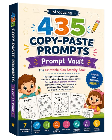 435 Prompts for Printable Kids Activity Books — Product E-Cover